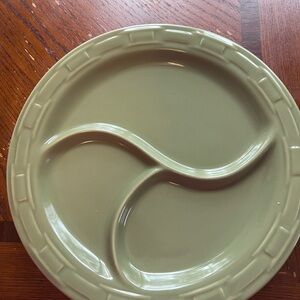 Longaberger Green Sectioned Dinner Plate - Classic Divided Design